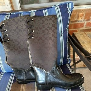 Coach knee high rain boots //